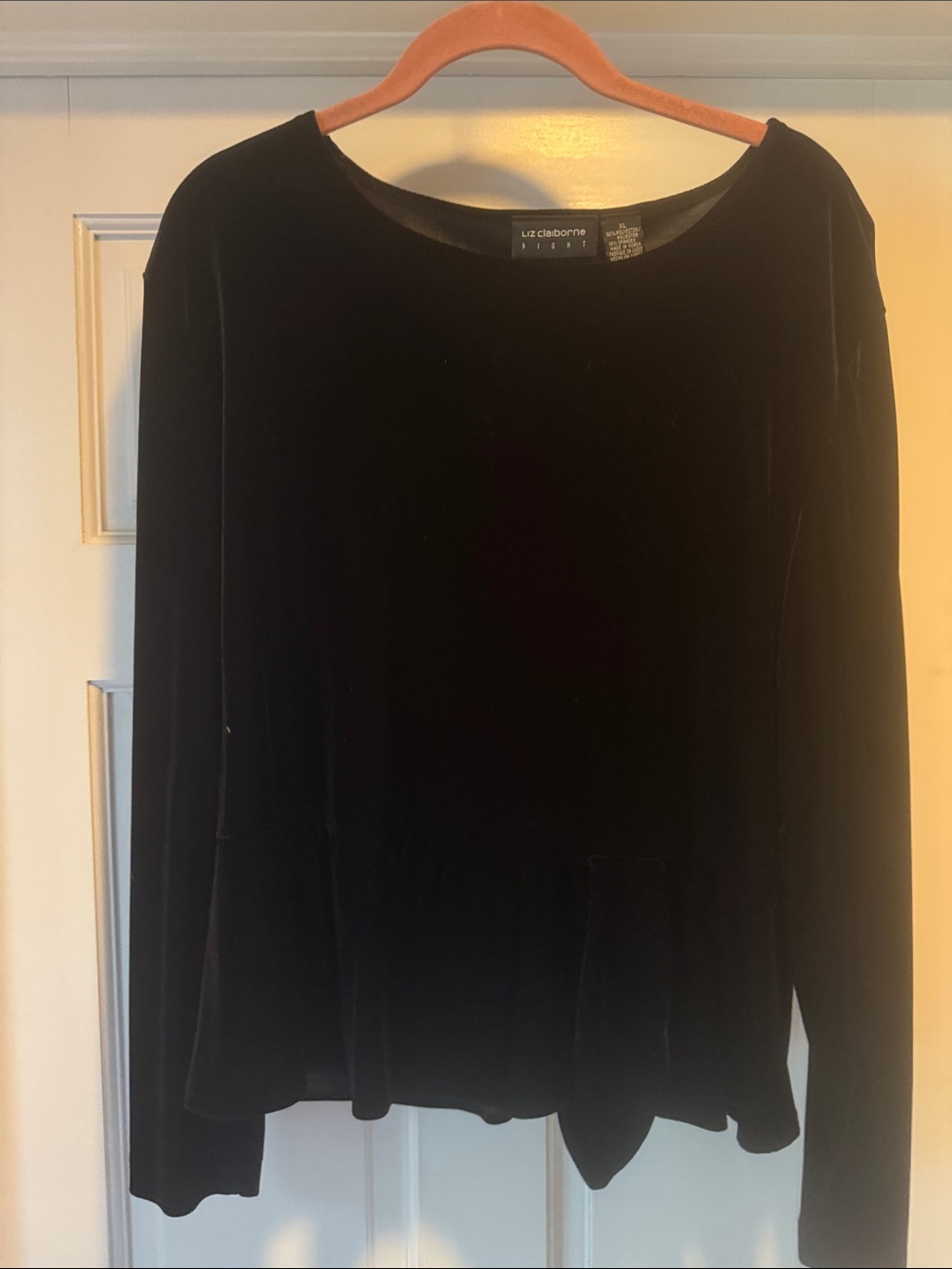 Liz Claiborne Black Boatneck Long Sleeve Top with Peplum